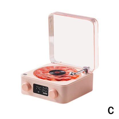 Bluetooth Vinyl Player Speaker with White Noise Functionality and RGB Lighting - Retro Turntable Design for Sleep Aid