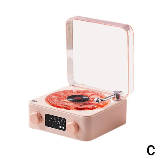 Bluetooth Vinyl Player Speaker with White Noise Functionality and RGB Lighting - Retro Turntable Design for Sleep Aid