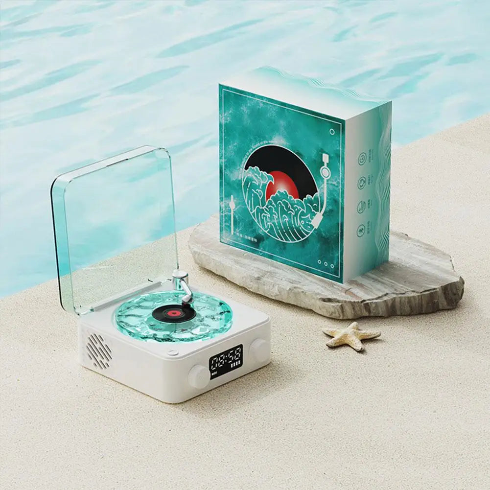 Bluetooth Vinyl Player Speaker with White Noise Functionality and RGB Lighting - Retro Turntable Design for Sleep Aid