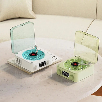 Bluetooth Vinyl Player Speaker with White Noise Functionality and RGB Lighting - Retro Turntable Design for Sleep Aid