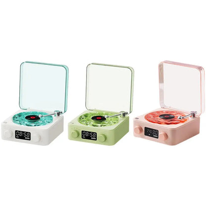 Bluetooth Vinyl Player Speaker with White Noise Functionality and RGB Lighting - Retro Turntable Design for Sleep Aid