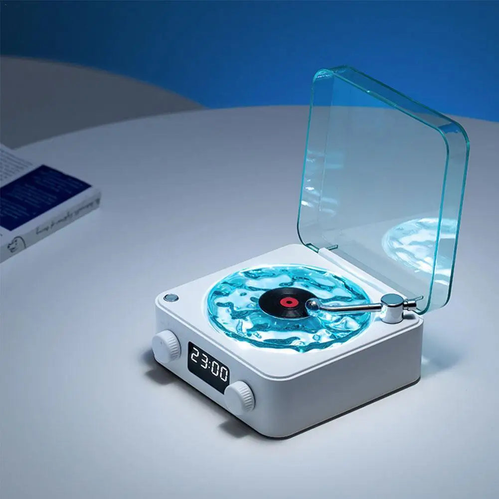 Bluetooth Vinyl Player Speaker with White Noise Functionality and RGB Lighting - Retro Turntable Design for Sleep Aid