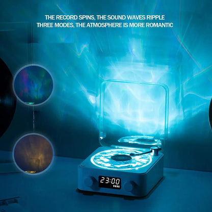 Bluetooth Vinyl Player Speaker with White Noise Functionality and RGB Lighting - Retro Turntable Design for Sleep Aid